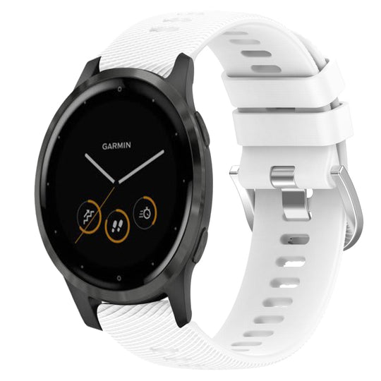 For Garmin Vivoactive 4S 18mm Solid Color Silicone Watch Band(White)
