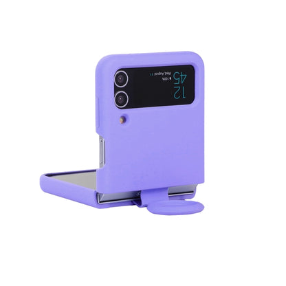 For Samsung Galaxy Flip 3 Silicone Integrated Ring Buckle Phone Case(Purple) - Galaxy Phone Cases by buy2fix | Online Shopping UK | buy2fix