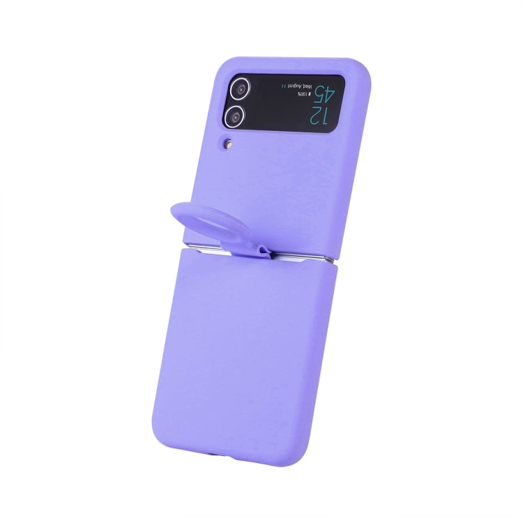 For Samsung Galaxy Flip 3 Silicone Integrated Ring Buckle Phone Case(Purple) - Galaxy Phone Cases by buy2fix | Online Shopping UK | buy2fix