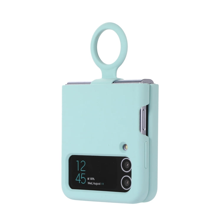 For Samsung Galaxy Flip 3 Silicone Integrated Ring Buckle Phone Case(Sky Blue) - Galaxy Phone Cases by buy2fix | Online Shopping UK | buy2fix