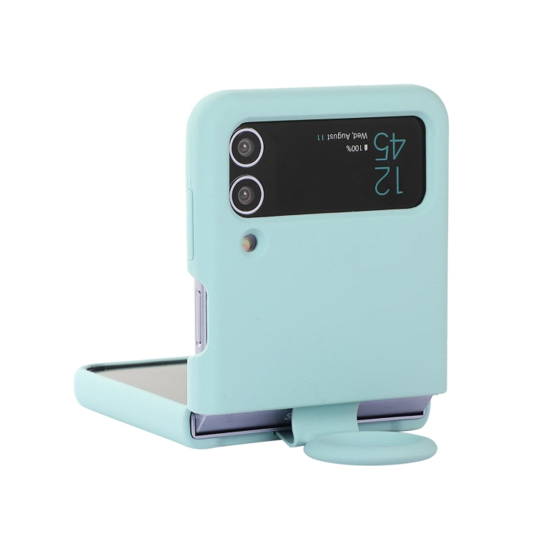 For Samsung Galaxy Flip 3 Silicone Integrated Ring Buckle Phone Case(Sky Blue) - Galaxy Phone Cases by buy2fix | Online Shopping UK | buy2fix