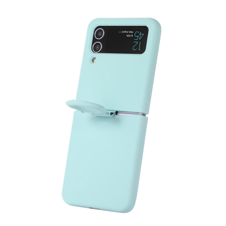 For Samsung Galaxy Flip 3 Silicone Integrated Ring Buckle Phone Case(Sky Blue) - Galaxy Phone Cases by buy2fix | Online Shopping UK | buy2fix