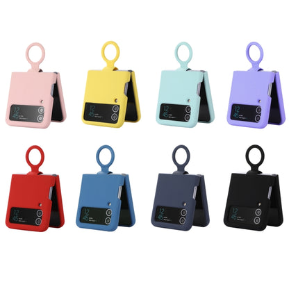 For Samsung Galaxy Flip 3 Silicone Integrated Ring Buckle Phone Case(Purple) - Galaxy Phone Cases by buy2fix | Online Shopping UK | buy2fix