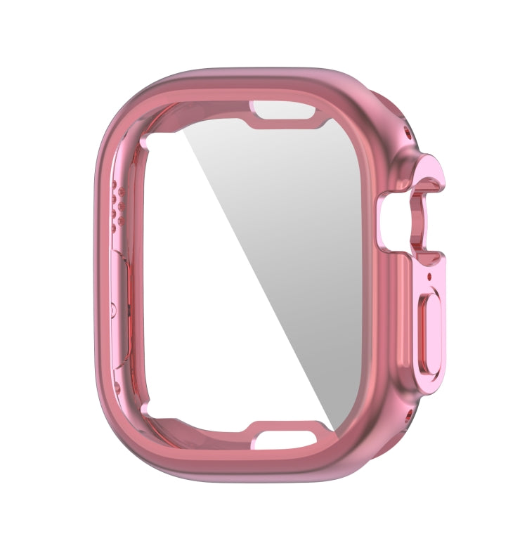 ENKAY Electroplated Soft TPU Case with Screen Film For Apple Watch Ultra / Ultra 2 49mm(Pink) - Watch Cases by ENKAY | Online Shopping UK | buy2fix