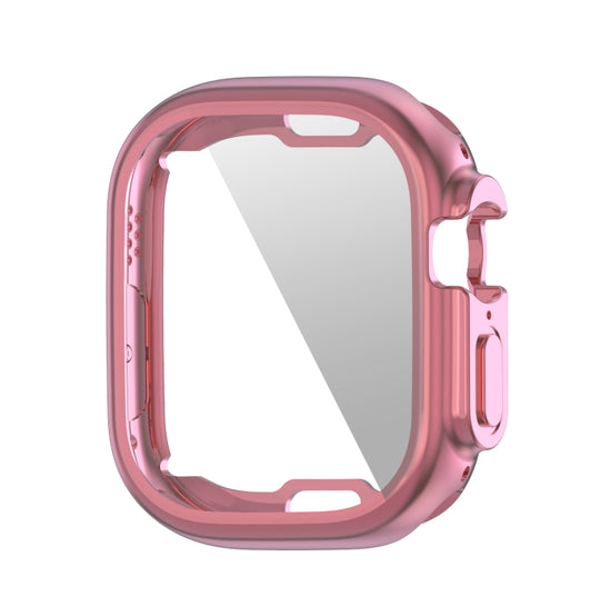 ENKAY Electroplated Soft TPU Case with Screen Film For Apple Watch Ultra 4 / 3 / 2 /1 49mm(Pink)