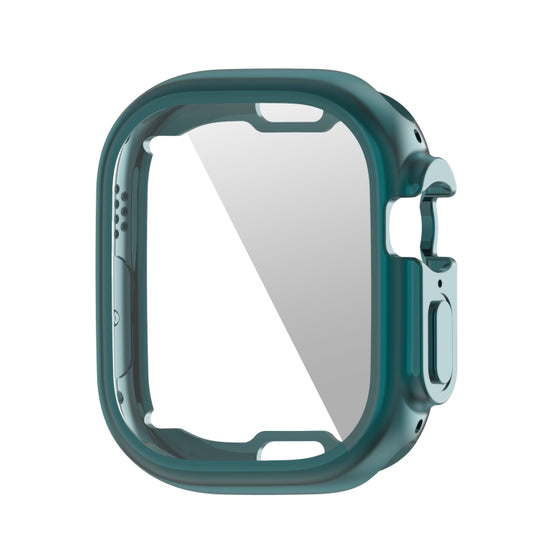 ENKAY Electroplated Soft TPU Case with Screen Film For Apple Watch Ultra 4 / 3 / 2 /1 49mm(Cyan)