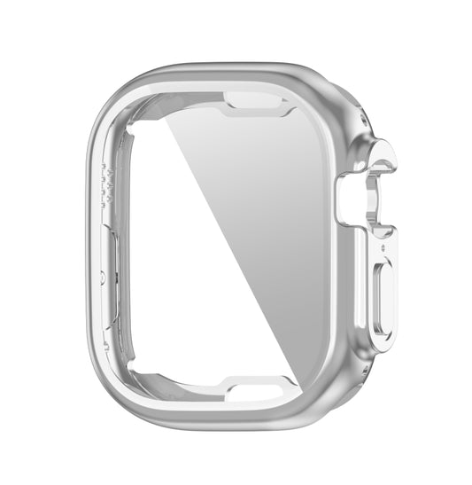 ENKAY Electroplated Soft TPU Case with Screen Film For Apple Watch Ultra / Ultra 2 49mm(Silver) - Watch Cases by ENKAY | Online Shopping UK | buy2fix