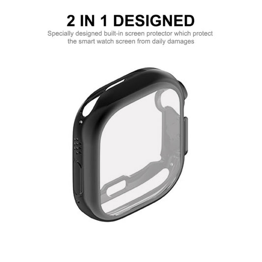 ENKAY Electroplated Soft TPU Case with Screen Film For Apple Watch Ultra / Ultra 2 49mm(Black) - Watch Cases by ENKAY | Online Shopping UK | buy2fix