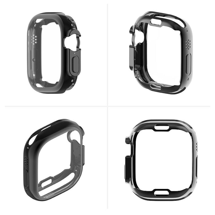 ENKAY Electroplated Soft TPU Case with Screen Film For Apple Watch Ultra / Ultra 2 49mm(Black) - Watch Cases by ENKAY | Online Shopping UK | buy2fix