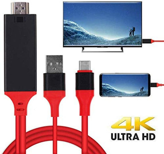 USB 3.1 Type-C to HDMI MHL 4K HD Video Digital Converter Cord for Android Phone to Monitor Projector TV(Red) - Cable & Adapters by buy2fix | Online Shopping UK | buy2fix