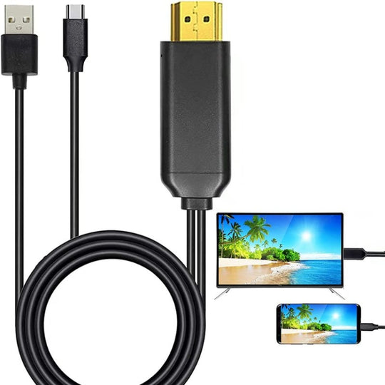 USB 3.1 Type-C to HDMI MHL 4K HD Video Digital Converter Cord for Android Phone to Monitor Projector TV(Black)