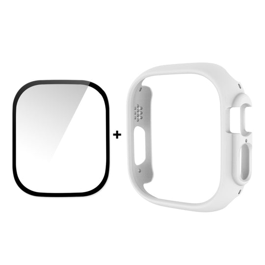 For Apple Watch Ultra 4 / 3 / 2 / 1 49mm ENKAY 2 in 1 PC Case + Full Coverage 9H Tempered Glass Film(White)