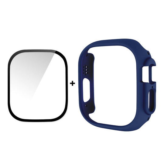 For Apple Watch Ultra 4 / 3 / 2 / 1 49mm ENKAY 2 in 1 PC Case + Full Coverage 9H Tempered Glass Film(Dark Blue)