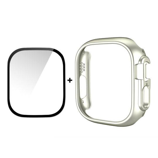 For Apple Watch Ultra 4 / 3 / 2 / 1 49mm ENKAY 2 in 1 PC Case + Full Coverage 9H Tempered Glass Film(Silver)