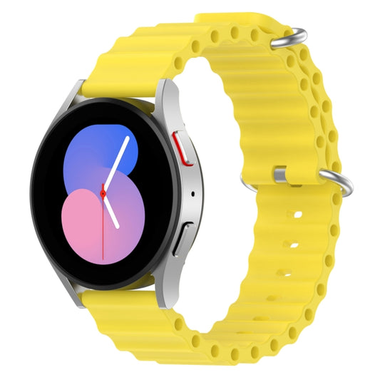 For Samsung Galaxy Watch 5 44mm 20mm Ocean Style Silicone Solid Color Watch Band(Yellow) - Watch Bands by buy2fix | Online Shopping UK | buy2fix