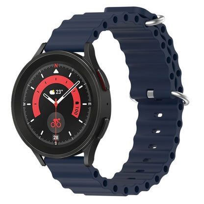 For Samsung Galaxy Watch 5 Pro 45mm 20mm Ocean Style Silicone Solid Color Watch Band(Dark Blue) - Watch Bands by buy2fix | Online Shopping UK | buy2fix