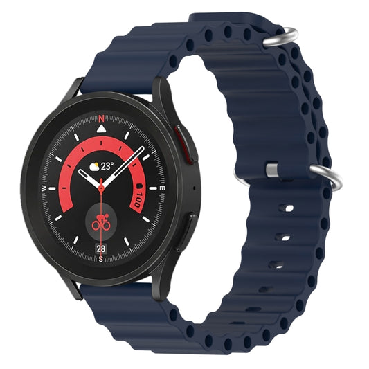 For Samsung Galaxy Watch 5 Pro 45mm 20mm Ocean Style Silicone Solid Color Watch Band(Dark Blue) - Watch Bands by buy2fix | Online Shopping UK | buy2fix