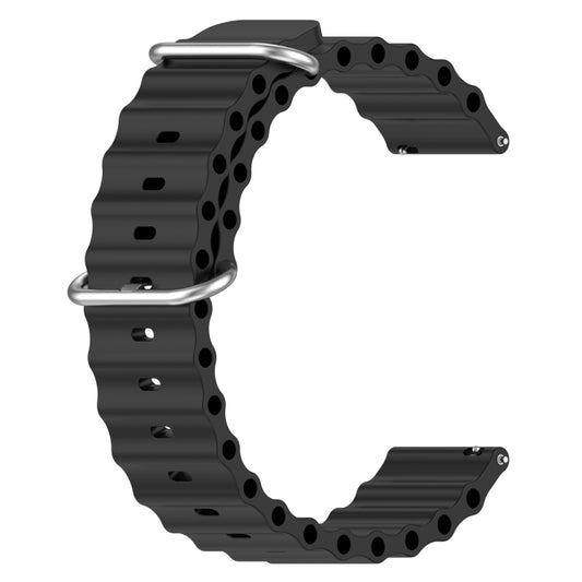 For Samsung Galaxy Watch Active 2 40mm 20mm Ocean Style Silicone Solid Color Watch Band(Black) - Watch Bands by buy2fix | Online Shopping UK | buy2fix