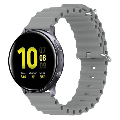 For Samsung Galaxy Watch Active 2 40mm 20mm Ocean Style Silicone Solid Color Watch Band(Grey) - Watch Bands by buy2fix | Online Shopping UK | buy2fix