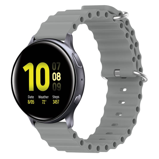 For Samsung Galaxy Watch Active 2 40mm 20mm Ocean Style Silicone Solid Color Watch Band(Grey) - Watch Bands by buy2fix | Online Shopping UK | buy2fix