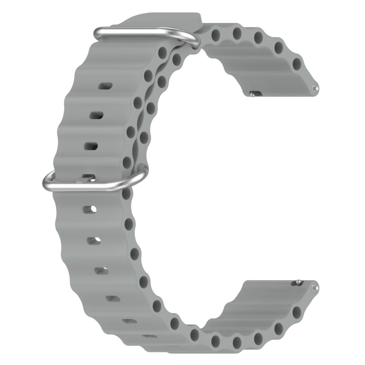 For Samsung Galaxy Watch Active 2 40mm 20mm Ocean Style Silicone Solid Color Watch Band(Grey) - Watch Bands by buy2fix | Online Shopping UK | buy2fix