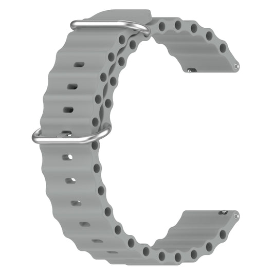 For Samsung Galaxy Watch Active 2 40mm 20mm Ocean Style Silicone Solid Color Watch Band(Grey) - Watch Bands by buy2fix | Online Shopping UK | buy2fix