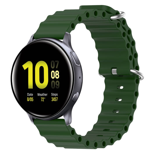 For Samsung Galaxy Watch Active 2 40mm 20mm Ocean Style Silicone Solid Color Watch Band(Army Green) - Watch Bands by buy2fix | Online Shopping UK | buy2fix