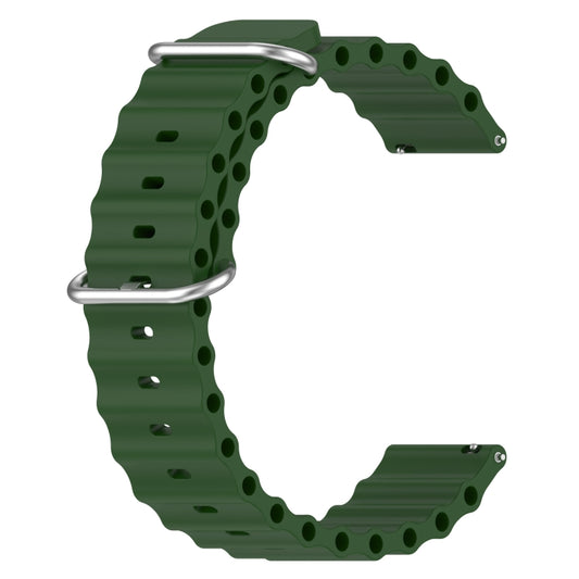 For Samsung Galaxy Watch Active 2 40mm 20mm Ocean Style Silicone Solid Color Watch Band(Army Green) - Watch Bands by buy2fix | Online Shopping UK | buy2fix