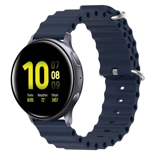 For Samsung Galaxy Watch Active 2 40mm 20mm Ocean Style Silicone Solid Color Watch Band(Dark Blue) - Watch Bands by buy2fix | Online Shopping UK | buy2fix