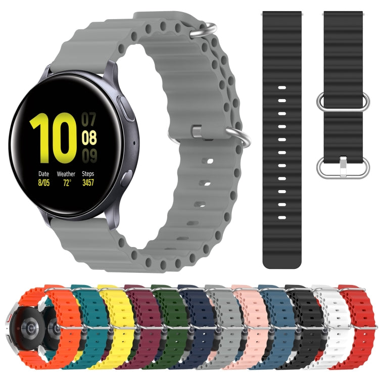 For Samsung Galaxy Watch Active 2 40mm 20mm Ocean Style Silicone Solid Color Watch Band(Rock Gray) - Watch Bands by buy2fix | Online Shopping UK | buy2fix
