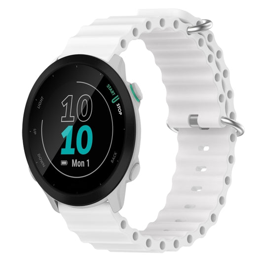 For Garmin Forerunner 55 20mm Ocean Style Silicone Solid Color Watch Band(White) - Watch Bands by buy2fix | Online Shopping UK | buy2fix