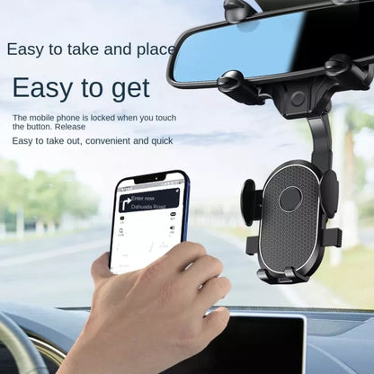 R004 Rearview Mirror 360 Rotatable Retractable Car Phone Holder by buy2fix