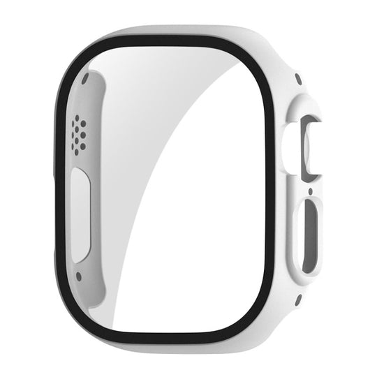 For Apple Watch Ultra 4 / 3 / 2 / 1 49mm ENKAY PC Frame 9H Tempered Glass Case(White)