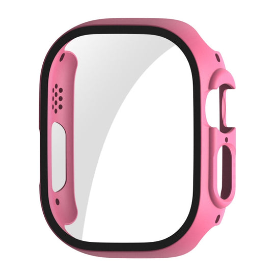 For Apple Watch Ultra 4 / 3 / 2 / 1 49mm ENKAY PC Frame 9H Tempered Glass Case(Pink)