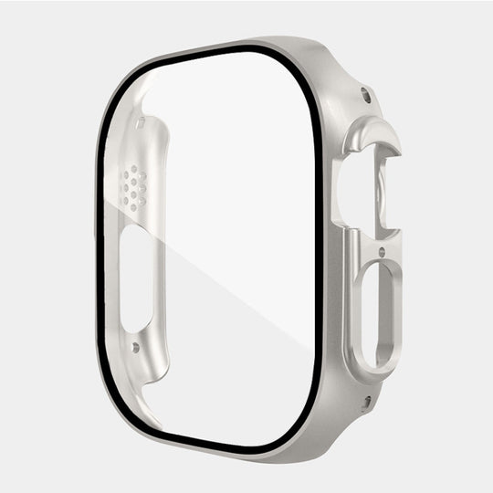 For Apple Watch Ultra 4 / 3 / 2 / 1 49mm ENKAY PC Frame 9H Tempered Glass Case(Starlight Silver)