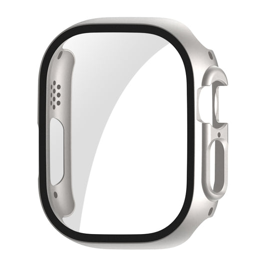 For Apple Watch Ultra 3 / 2 / 1 49mm ENKAY PC Frame 9H Tempered Glass Case(Silver) - Watch Cases by ENKAY | Online Shopping UK | buy2fix