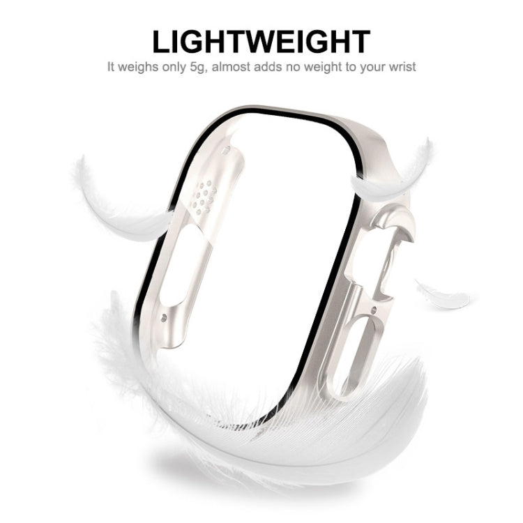 For Apple Watch Ultra / Ultra 2 49mm ENKAY PC Frame 9H Tempered Glass Case(Starlight Silver) - Watch Cases by ENKAY | Online Shopping UK | buy2fix
