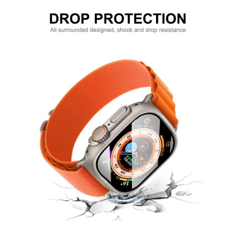 For Apple Watch Ultra / Ultra 2 49mm ENKAY PC Frame 9H Tempered Glass Case(White) - Watch Cases by ENKAY | Online Shopping UK | buy2fix