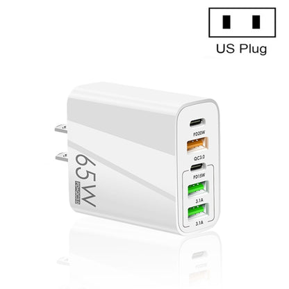 65W Dual PD Type-C + 3 x USB Multi Port Charger for Phone and Tablet PC, US Plug(White) - USB Charger by buy2fix | Online Shopping UK | buy2fix