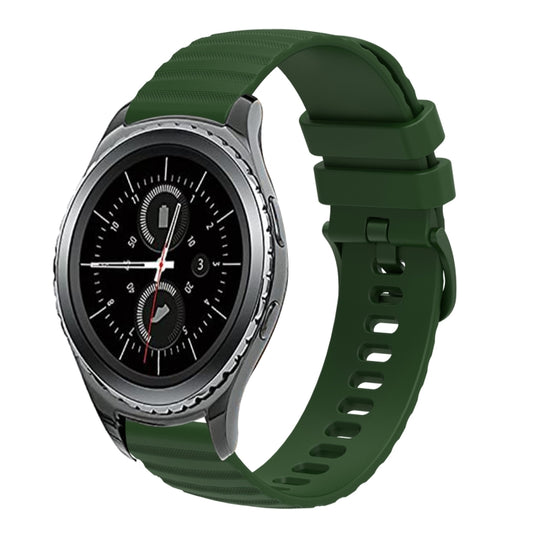 For Samsung Galaxy Gear S2 Classic 20mm Wavy Dotted Solid-Color Silicone Watch Band(Army Green) - Watch Bands by buy2fix | Online Shopping UK | buy2fix