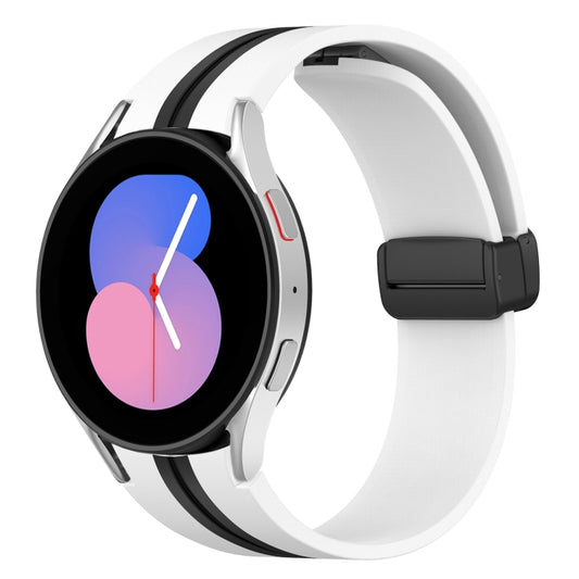 For Samsung Galaxy Watch 5 40mm Folding Magnetic Clasp Silicone Watch Band(White+Black) - Watch Bands by buy2fix | Online Shopping UK | buy2fix