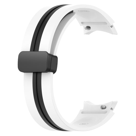 For Samsung Galaxy Watch 5 40mm Folding Magnetic Clasp Silicone Watch Band(White+Black) - Watch Bands by buy2fix | Online Shopping UK | buy2fix