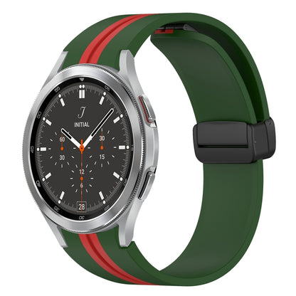 For Samsung Galaxy Watch 4 Classic 46mm Folding Magnetic Clasp Silicone Watch Band(Amy Green+Red) - Watch Bands by buy2fix | Online Shopping UK | buy2fix