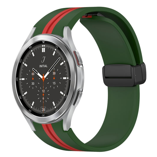 For Samsung Galaxy Watch 4 Classic 46mm Folding Magnetic Clasp Silicone Watch Band(Amy Green+Red) - Watch Bands by buy2fix | Online Shopping UK | buy2fix