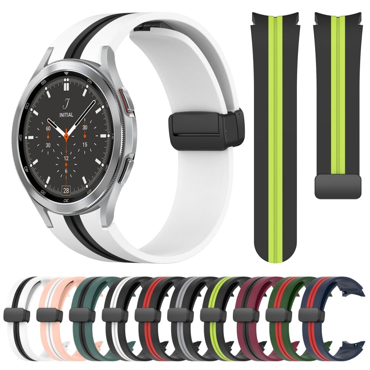 For Samsung Galaxy Watch 4 Classic 46mm Folding Magnetic Clasp Silicone Watch Band(Amy Green+Red) - Watch Bands by buy2fix | Online Shopping UK | buy2fix