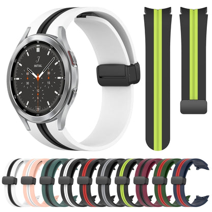 For Samsung Galaxy Watch 4 Classic 46mm Folding Magnetic Clasp Silicone Watch Band(Amy Green+Red) - Watch Bands by buy2fix | Online Shopping UK | buy2fix