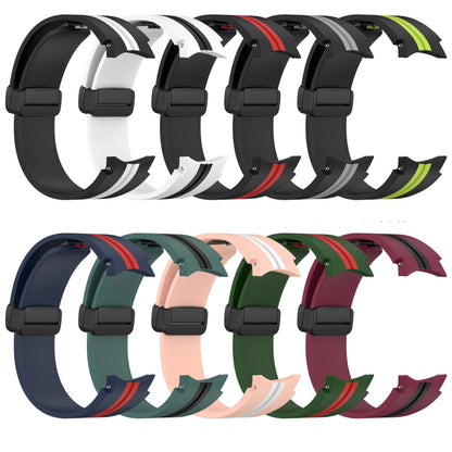For Samsung Galaxy Watch 4 Classic 46mm Folding Magnetic Clasp Silicone Watch Band(Amy Green+Red) - Watch Bands by buy2fix | Online Shopping UK | buy2fix