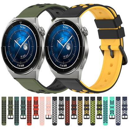 For Huawei Watch GT3 Pro 43mm 20mm Two-Color Porous Silicone Watch Band(Army Green + Black) by buy2fix