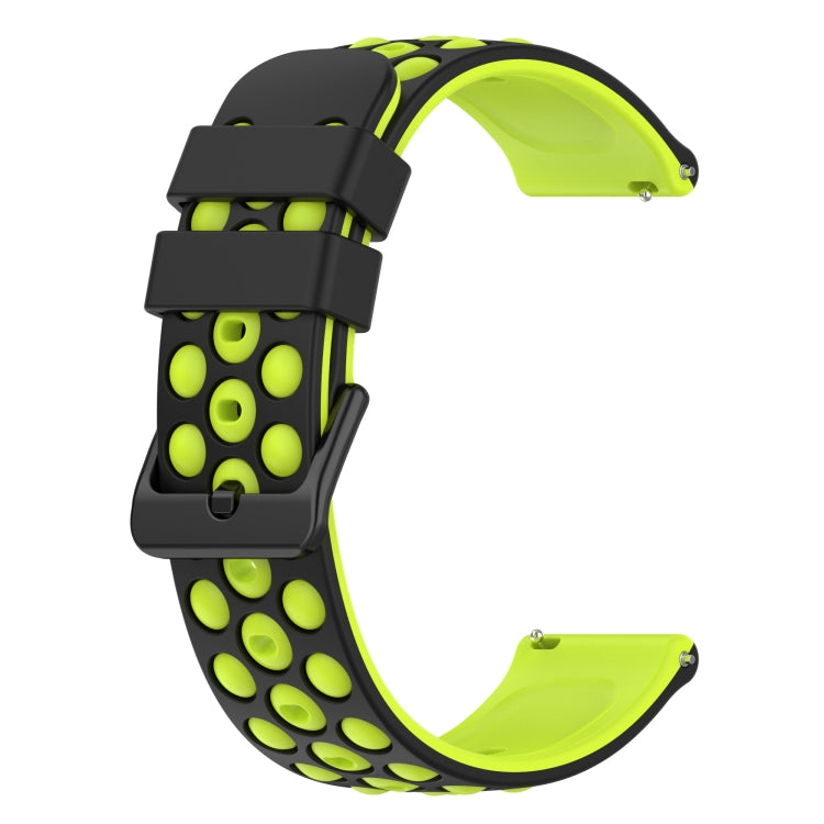 For Huawei GT2 46mm 22mm Two-Color Porous Silicone Watch Band(Black+Lime Green) by buy2fix