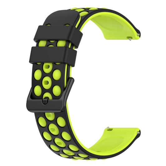 For Huawei GT2 46mm 22mm Two-Color Porous Silicone Watch Band(Black+Lime Green) by buy2fix
